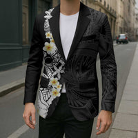 Black Samoa Tattoo Blazer Plumeria Samoan Ocean Tatau Pattern - Polynesian Pride