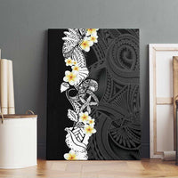 Black Samoa Tattoo Canvas Wall Art Plumeria Samoan Ocean Tatau Pattern - Polynesian Pride
