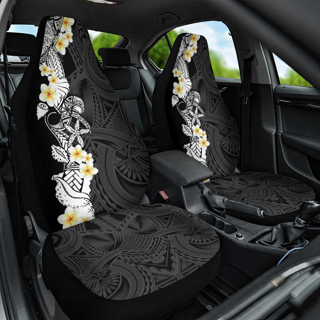 Black Samoa Tattoo Car Seat Cover Plumeria Samoan Ocean Tatau Pattern - Polynesian Pride