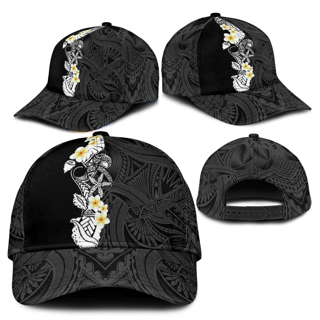 Black Samoa Tattoo Classic Cap Plumeria Samoan Ocean Tatau Pattern - Polynesian Pride