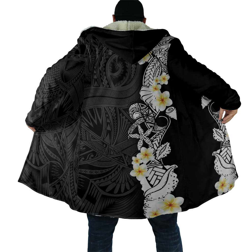 Black Samoa Tattoo Cloak Plumeria Samoan Ocean Tatau Pattern - Polynesian Pride