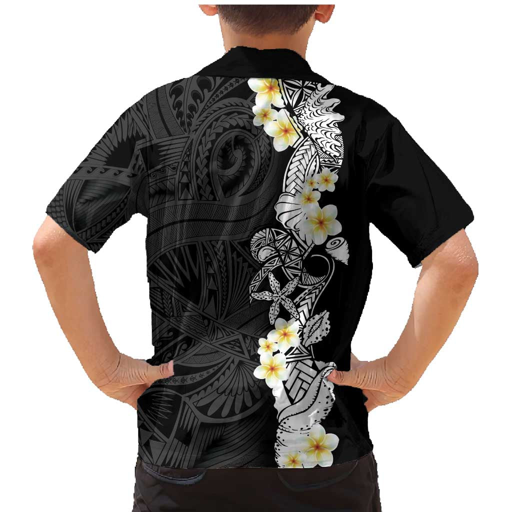 Black Samoa Tattoo Family Matching Mermaid Dress and Hawaiian Shirt Plumeria Samoan Ocean Tatau Pattern - Polynesian Pride