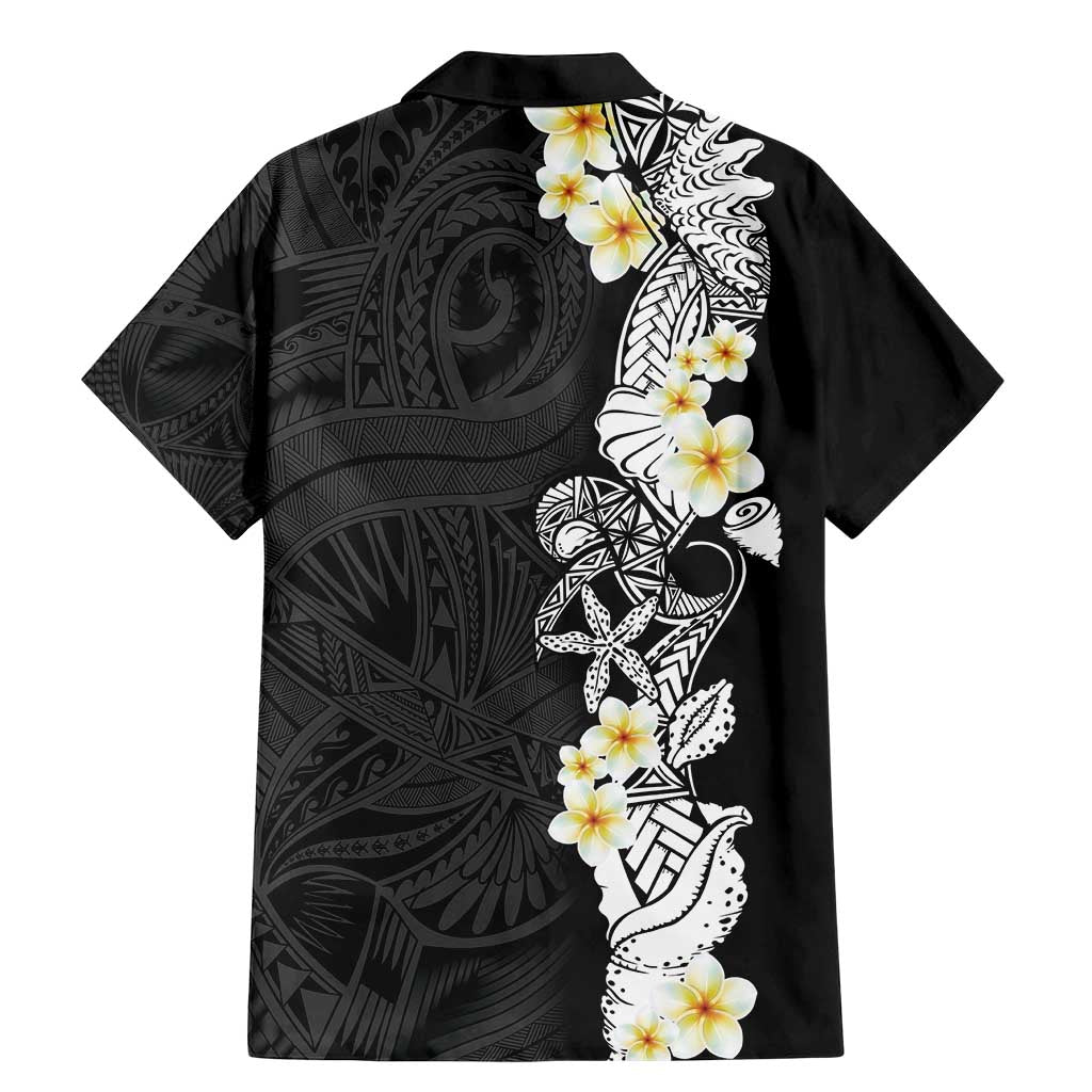 Black Samoa Tattoo Family Matching Mermaid Dress and Hawaiian Shirt Plumeria Samoan Ocean Tatau Pattern - Polynesian Pride