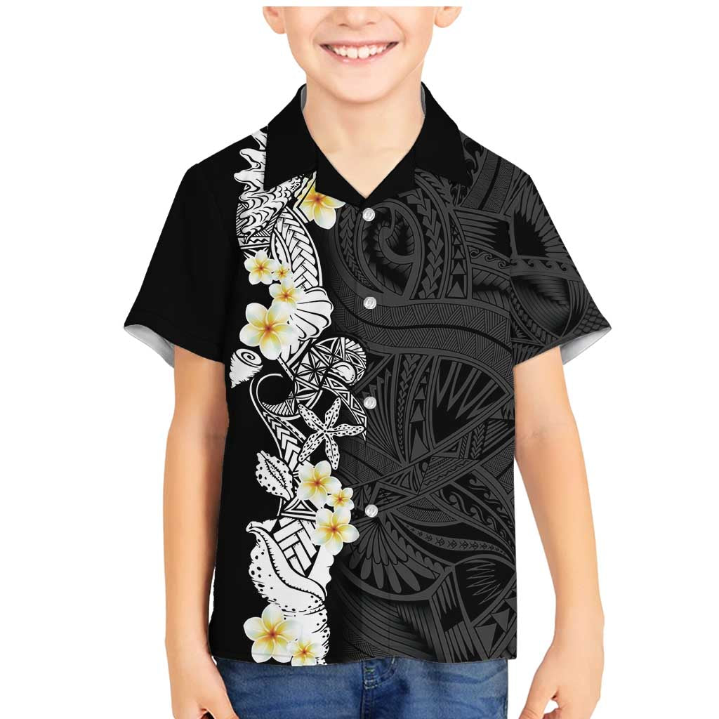 Black Samoa Tattoo Family Matching Mermaid Dress and Hawaiian Shirt Plumeria Samoan Ocean Tatau Pattern - Polynesian Pride