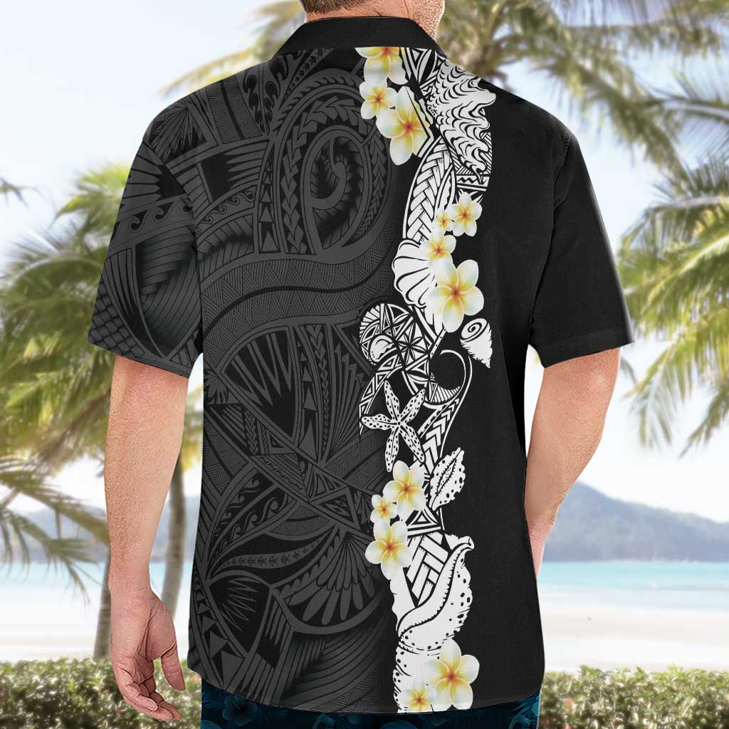 Black Samoa Tattoo Hawaiian Shirt Plumeria Samoan Ocean Tatau Pattern - Polynesian Pride