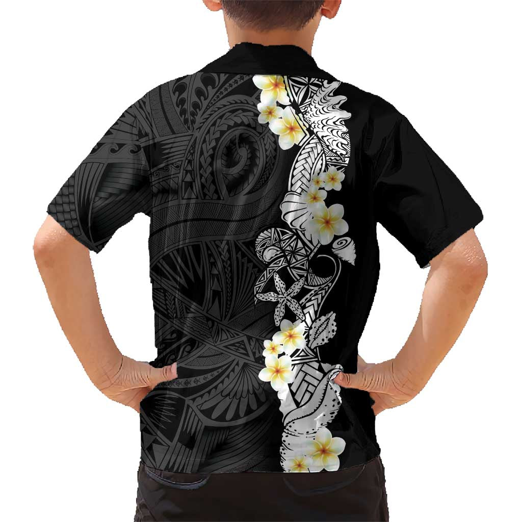 Black Samoa Tattoo Hawaiian Shirt Plumeria Samoan Ocean Tatau Pattern - Polynesian Pride