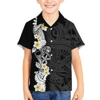 Black Samoa Tattoo Kid Hawaiian Shirt Plumeria Samoan Ocean Tatau Pattern - Polynesian Pride