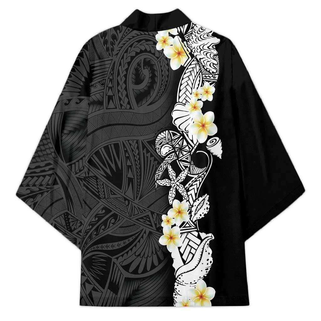 Black Samoa Tattoo Kimono Plumeria Samoan Ocean Tatau Pattern - Polynesian Pride