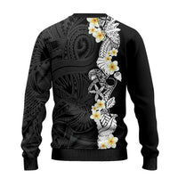 Black Samoa Tattoo Ugly Christmas Sweater Plumeria Samoan Ocean Tatau Pattern - Polynesian Pride