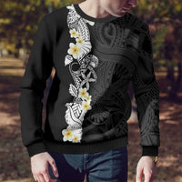 Black Samoa Tattoo Ugly Christmas Sweater Plumeria Samoan Ocean Tatau Pattern - Polynesian Pride