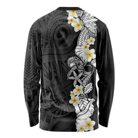 Black Samoa Tattoo Long Sleeve Shirt Plumeria Samoan Ocean Tatau Pattern - Polynesian Pride
