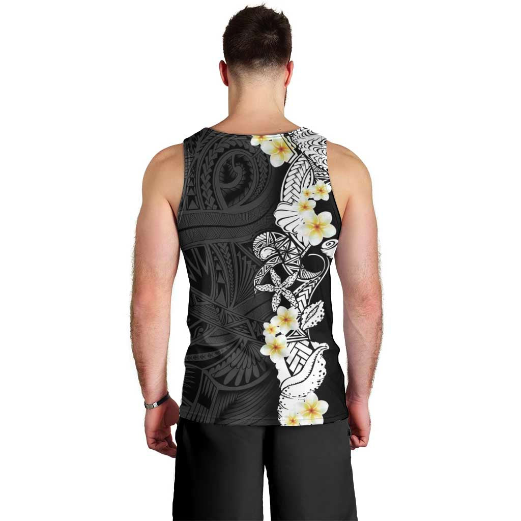 Black Samoa Tattoo Men Tank Top Plumeria Samoan Ocean Tatau Pattern - Polynesian Pride