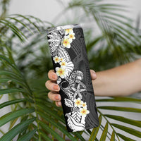 Black Samoa Tattoo Skinny Tumbler Plumeria Samoan Ocean Tatau Pattern - Polynesian Pride
