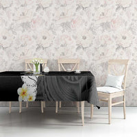 Black Samoa Tattoo Tablecloth Plumeria Samoan Ocean Tatau Pattern - Polynesian Pride