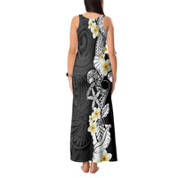 Black Samoa Tattoo Tank Maxi Dress Plumeria Samoan Ocean Tatau Pattern - Polynesian Pride