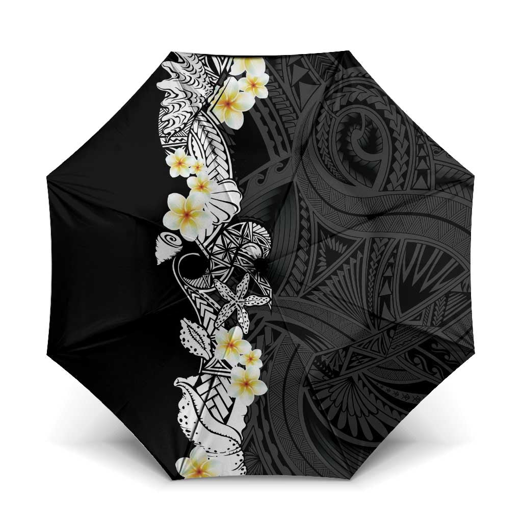 Black Samoa Tattoo Umbrella Plumeria Samoan Ocean Tatau Pattern - Polynesian Pride