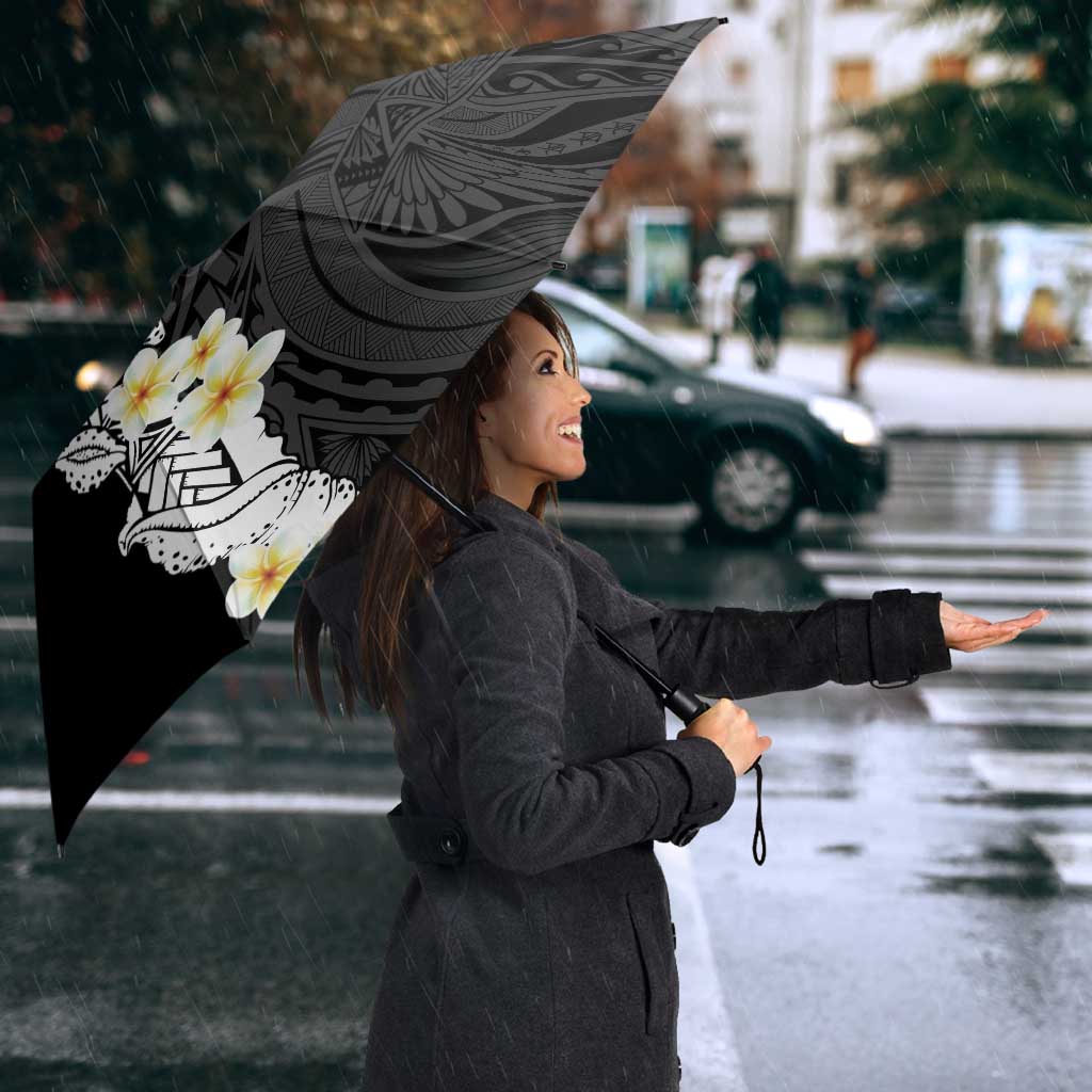 Black Samoa Tattoo Umbrella Plumeria Samoan Ocean Tatau Pattern - Polynesian Pride