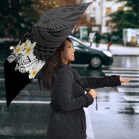 Black Samoa Tattoo Umbrella Plumeria Samoan Ocean Tatau Pattern - Polynesian Pride