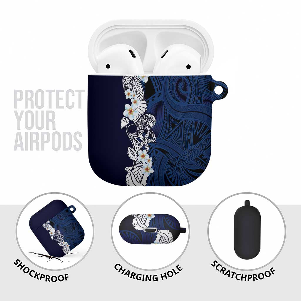 Blue Samoa Tattoo AirPods Case Plumeria Samoan Ocean Tatau Pattern - Polynesian Pride