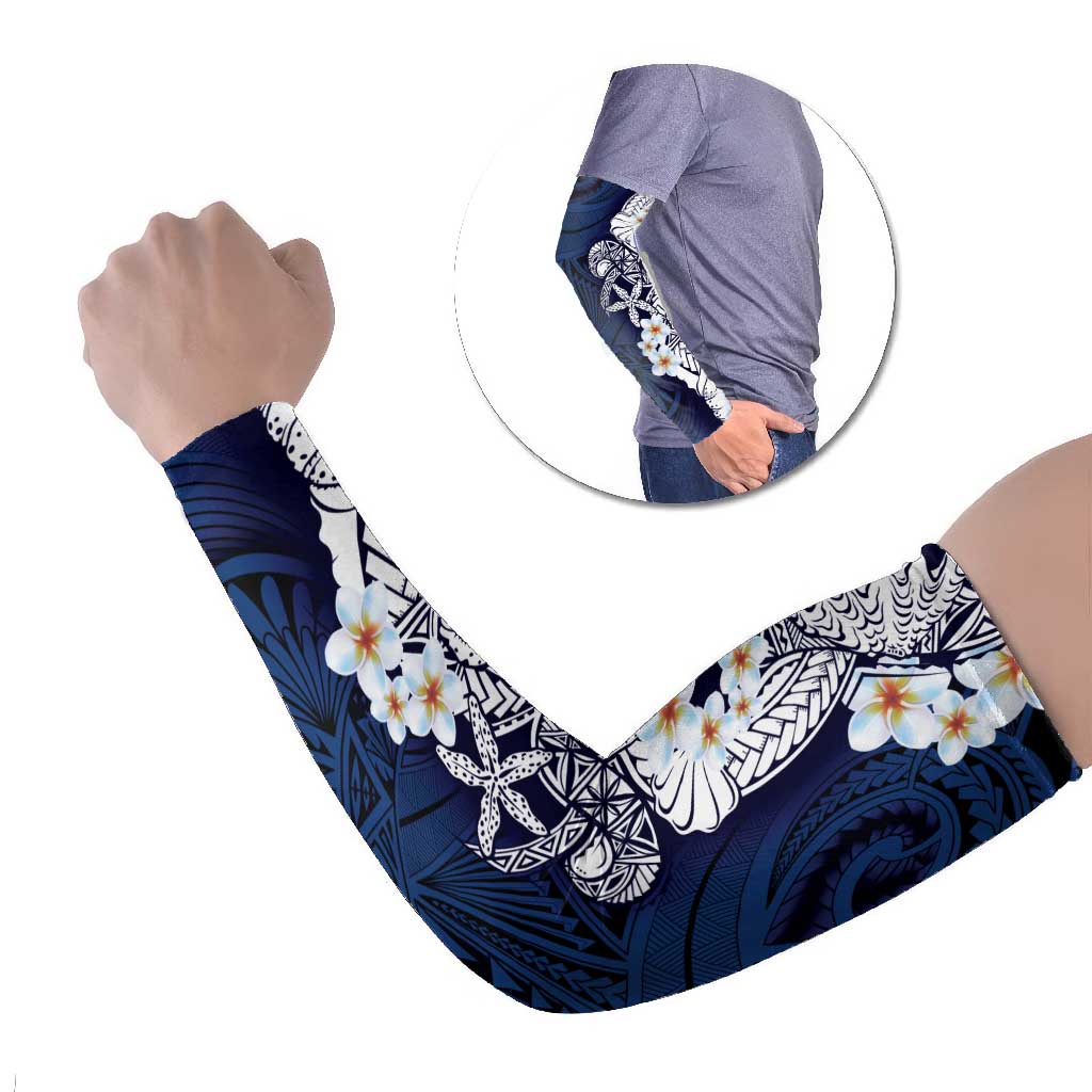 Blue Samoa Tattoo Arm Sleeves Plumeria Samoan Ocean Tatau Pattern - Polynesian Pride