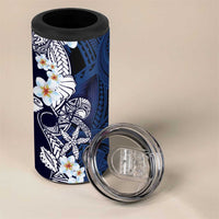 Blue Samoa Tattoo 4 in 1 Can Cooler Tumbler Plumeria Samoan Ocean Tatau Pattern - Polynesian Pride