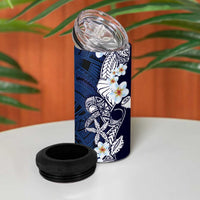 Blue Samoa Tattoo 4 in 1 Can Cooler Tumbler Plumeria Samoan Ocean Tatau Pattern - Polynesian Pride