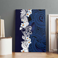 Blue Samoa Tattoo Canvas Wall Art Plumeria Samoan Ocean Tatau Pattern - Polynesian Pride
