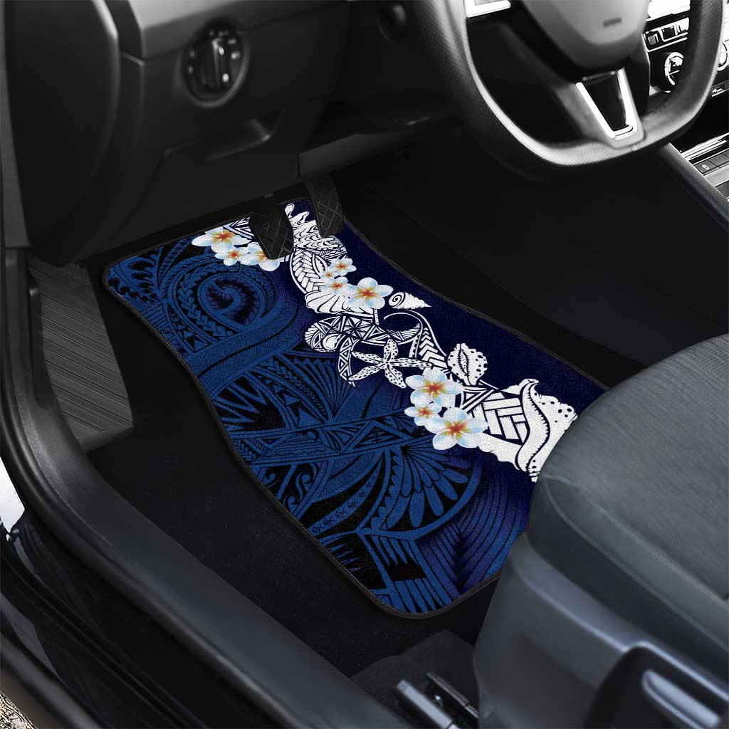 Blue Samoa Tattoo Car Mats Plumeria Samoan Ocean Tatau Pattern - Polynesian Pride