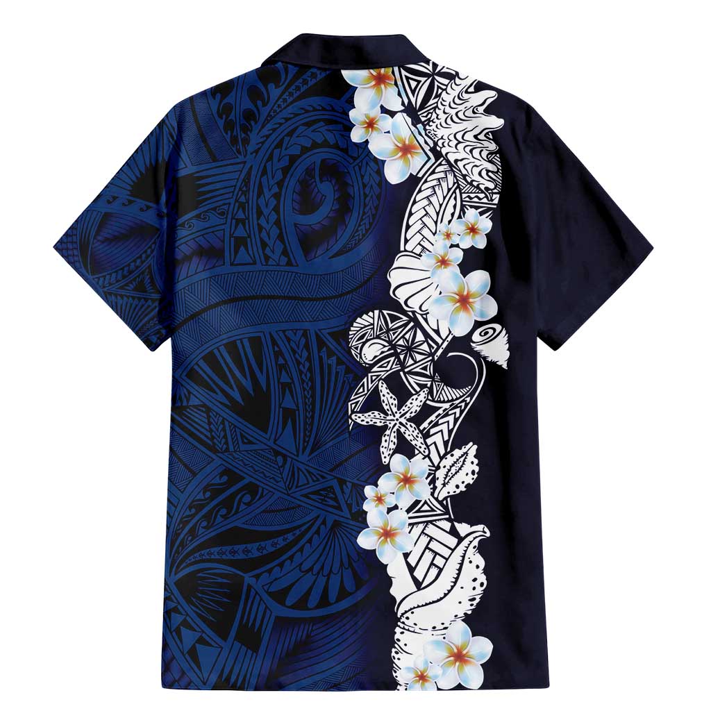 Blue Samoa Tattoo Family Matching Mermaid Dress and Hawaiian Shirt Plumeria Samoan Ocean Tatau Pattern - Polynesian Pride