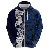 Blue Samoa Tattoo Hoodie Plumeria Samoan Ocean Tatau Pattern - Polynesian Pride