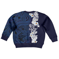 Blue Samoa Tattoo Kid Ugly Christmas Sweater Plumeria Samoan Ocean Tatau Pattern - Polynesian Pride