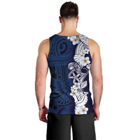 Blue Samoa Tattoo Men Tank Top Plumeria Samoan Ocean Tatau Pattern - Polynesian Pride