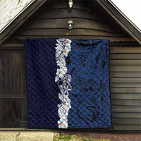 Blue Samoa Tattoo Quilt Plumeria Samoan Ocean Tatau Pattern - Polynesian Pride