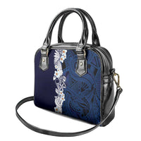 Blue Samoa Tattoo Shoulder Handbag Plumeria Samoan Ocean Tatau Pattern - Polynesian Pride