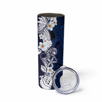 Blue Samoa Tattoo Skinny Tumbler Plumeria Samoan Ocean Tatau Pattern - Polynesian Pride