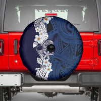 Blue Samoa Tattoo Spare Tire Cover Plumeria Samoan Ocean Tatau Pattern - Polynesian Pride
