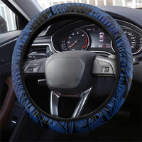 Blue Samoa Tattoo Steering Wheel Cover Plumeria Samoan Ocean Tatau Pattern - Polynesian Pride