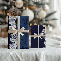 Blue Samoa Tattoo Wrapping Paper Plumeria Samoan Ocean Tatau Pattern - Polynesian Pride