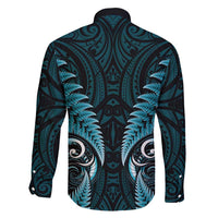 Aotearoa Pounamu Niho Family Matching Long Sleeve Bodycon Dress and Hawaiian Shirt Silver Fern Mix Maori Pattern - Turquoise LT14 - Polynesian Pride