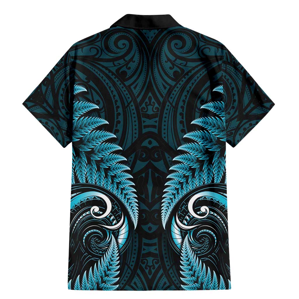 Aotearoa Pounamu Niho Family Matching Mermaid Dress and Hawaiian Shirt Silver Fern Mix Maori Pattern - Turquoise LT14 - Polynesian Pride