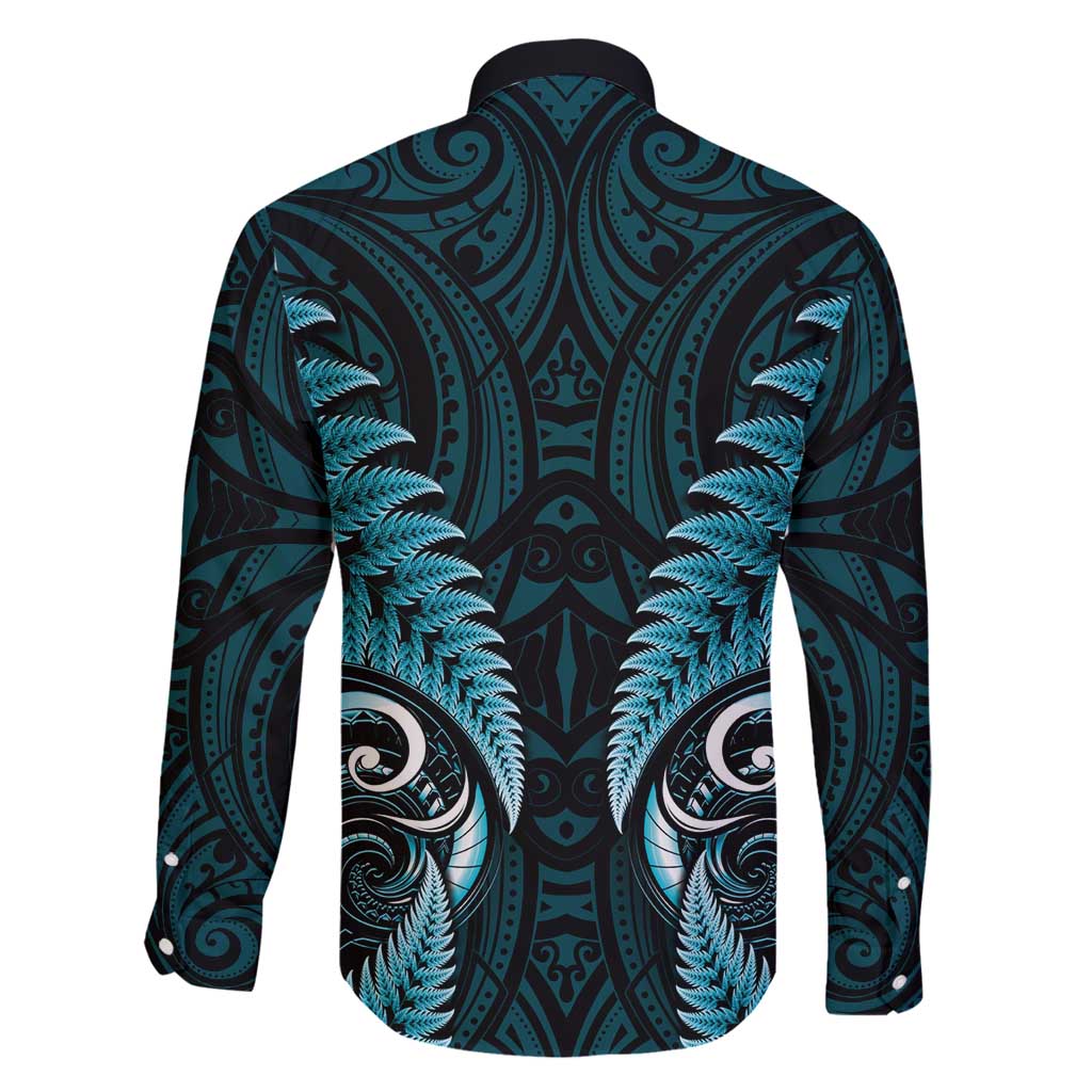 Aotearoa Pounamu Niho Family Matching Mermaid Dress and Hawaiian Shirt Silver Fern Mix Maori Pattern - Turquoise LT14 - Polynesian Pride