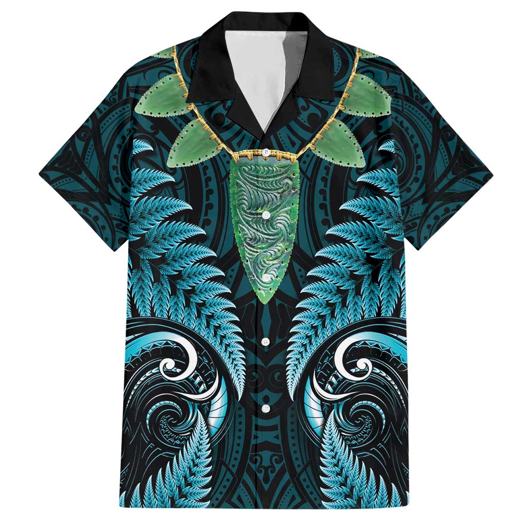 Aotearoa Pounamu Niho Hawaiian Shirt Silver Fern Mix Maori Pattern - Turquoise