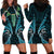 Aotearoa Pounamu Niho Hoodie Dress Silver Fern Mix Maori Pattern - Turquoise