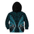 Aotearoa Pounamu Niho Kid Hoodie Silver Fern Mix Maori Pattern - Turquoise