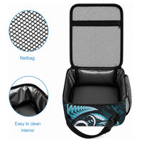 Aotearoa Pounamu Niho Lunch Bag Silver Fern Mix Maori Pattern - Turquoise LT14 - Polynesian Pride