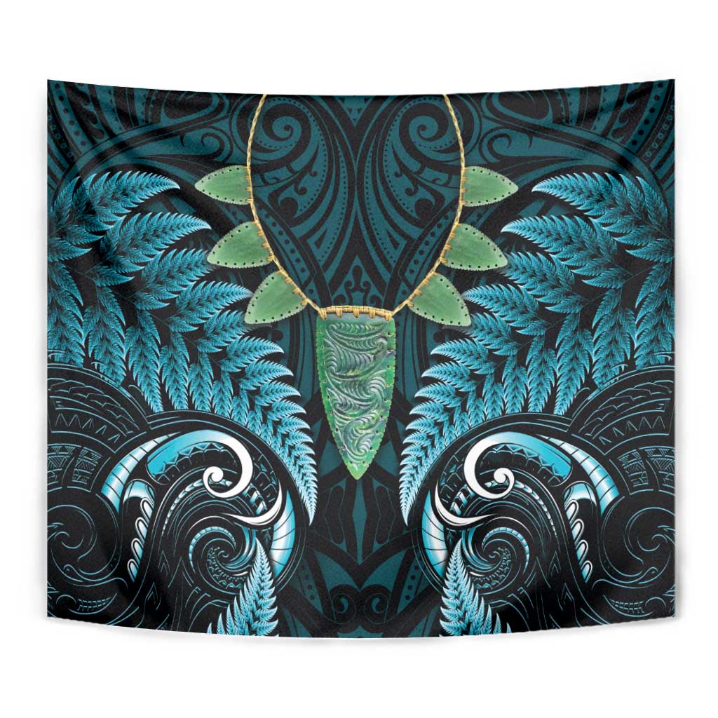 Aotearoa Pounamu Niho Tapestry Silver Fern Mix Maori Pattern - Turquoise