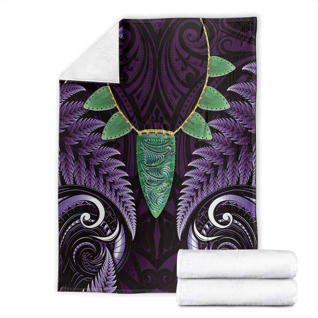 Aotearoa Pounamu Niho Blanket Silver Fern Mix Maori Pattern - Purple
