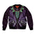 Aotearoa Pounamu Niho Bomber Jacket Silver Fern Mix Maori Pattern - Purple