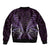 Aotearoa Pounamu Niho Bomber Jacket Silver Fern Mix Maori Pattern - Purple