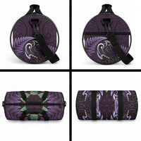 Aotearoa Pounamu Niho Duffle Bag Silver Fern Mix Maori Pattern - Purple LT14 - Polynesian Pride